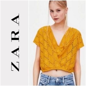 Zara - Mustard Yellow Eyelet Crop Top